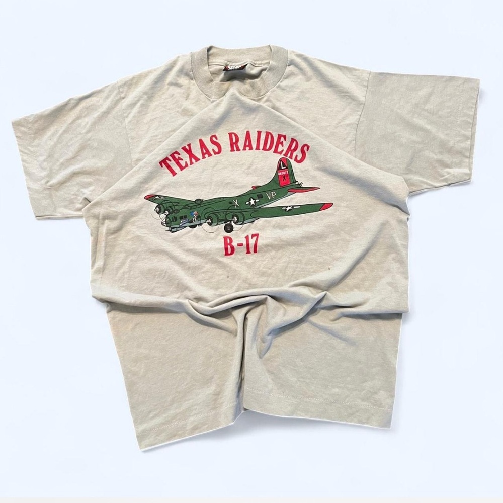Vintage 80s Texas Raiders B-17 Bomber Single Stitch Tee